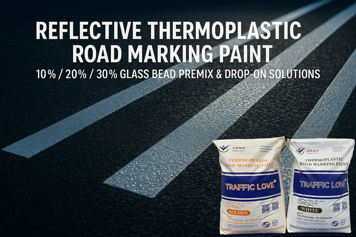 Reflective thermoplastic road marking paint 10% / 20% / 30% Glass Beads