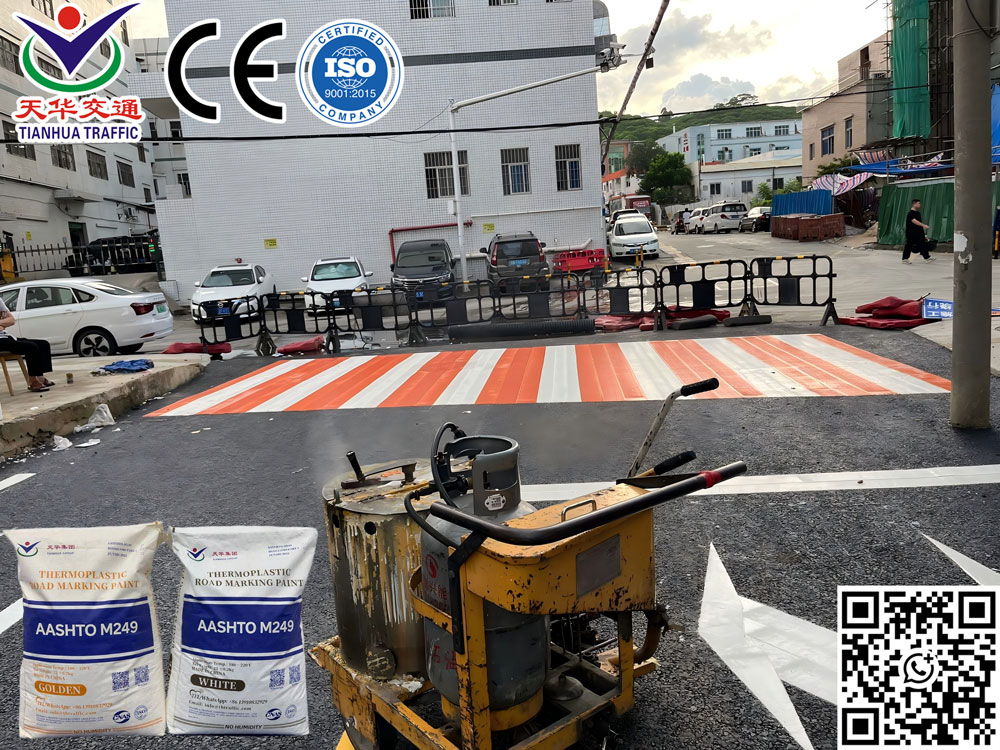 Venezuelan importer inspecting Tianhua Traffic Group's road marking paint production facility in Kaifeng China