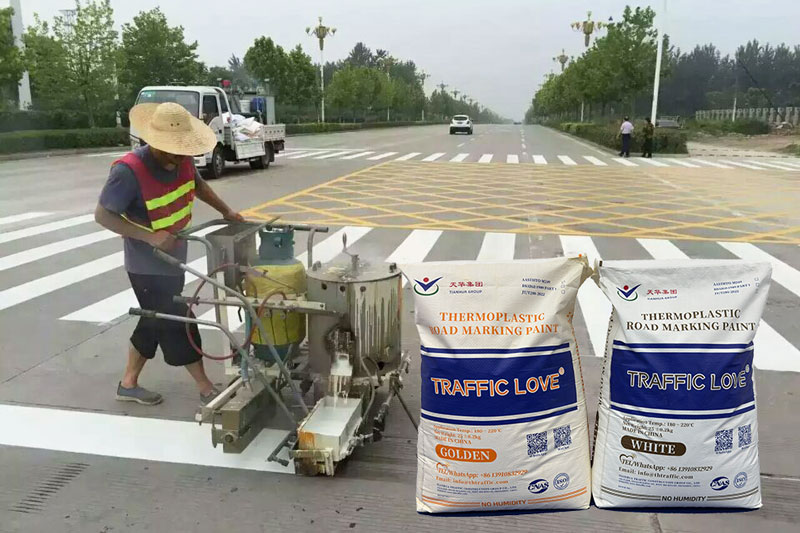 Thermoplastic Road Marking Paint on Concrete road