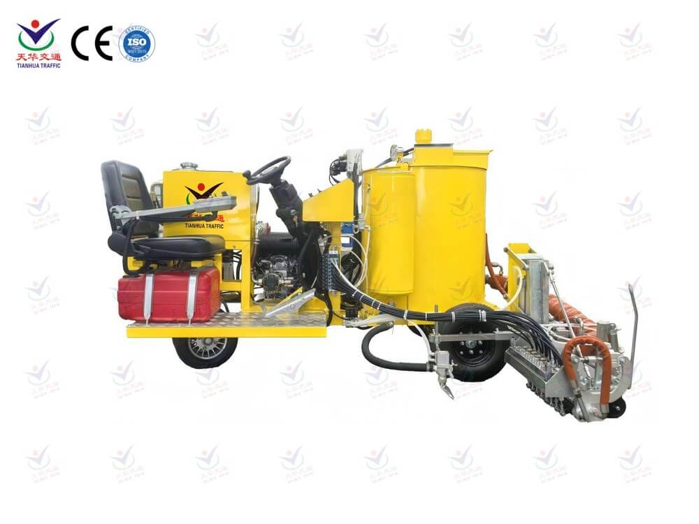 Glass bead dispenser for thermoplastic road marking