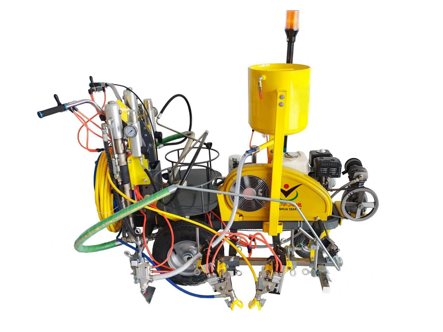 Two-component spray road marking machine